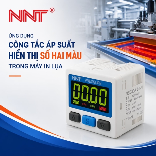 Ứng dụng công tắc áp suất hiển thị số hai màu trong máy in lụa