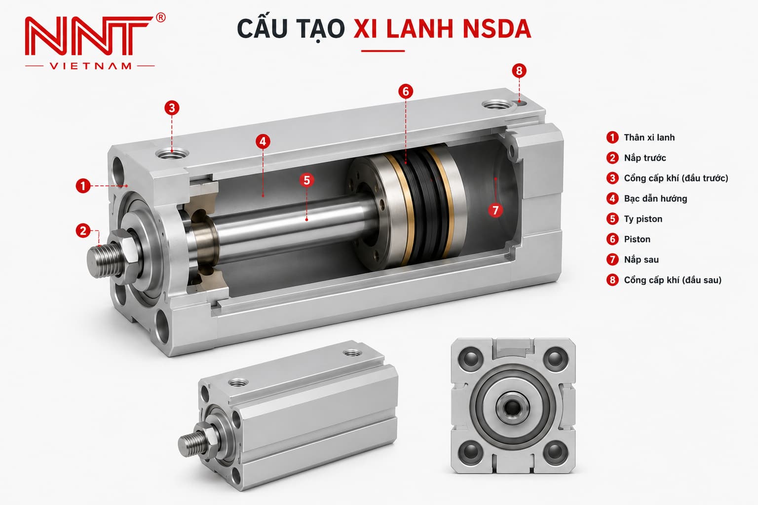Xi lanh NSDA có cấu tạo như thế nào?