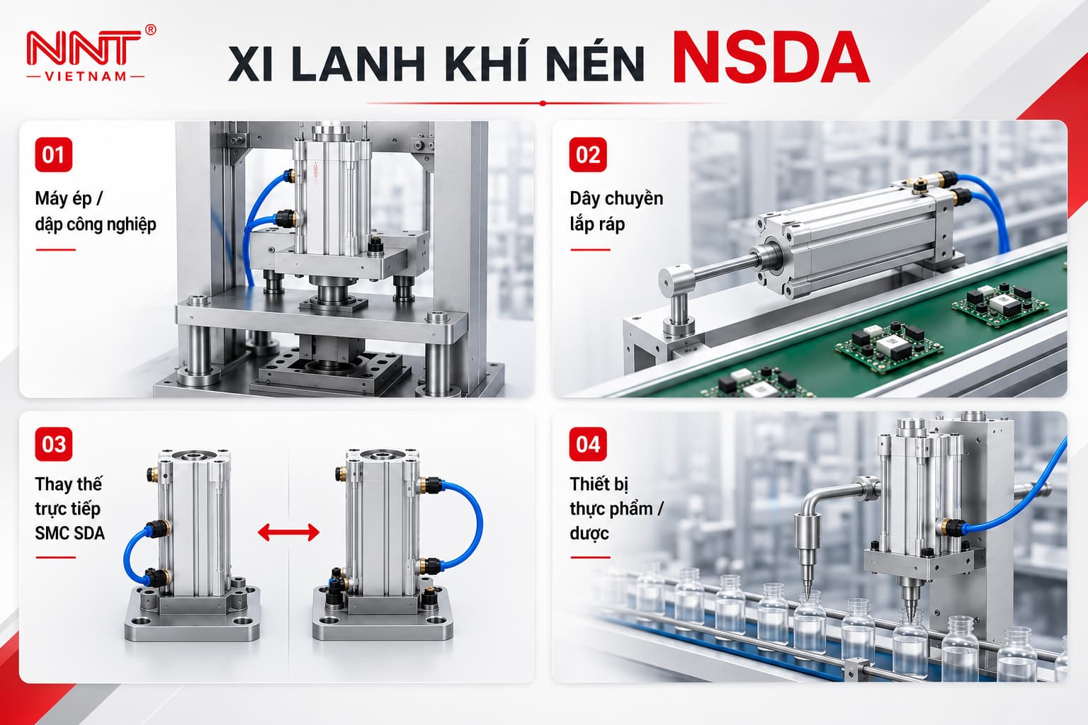Xi lanh NSDA ứng dụng thực tế ở đâu?